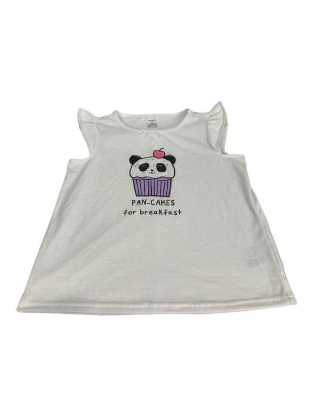 Carters Girls 14 White Sleeveless Top Pan-Cakes For Breakfast Panda Graphic Cute